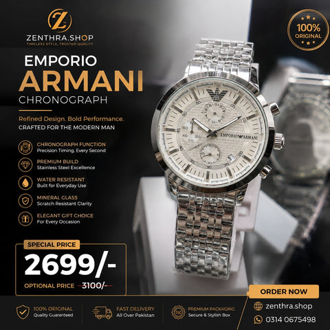 Emporio Armani Chronograph Watch – Premium Stainless Steel Men’s Luxury Watch