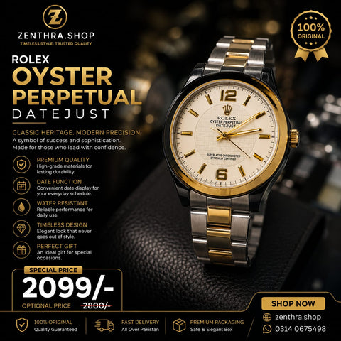 Luxury Gold & Silver Stainless Steel Watch for Men – Classic White Dial, Premium Elegant Wristwatch | Zenthra