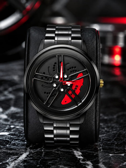 Black Alloy Wheel Quartz Watch