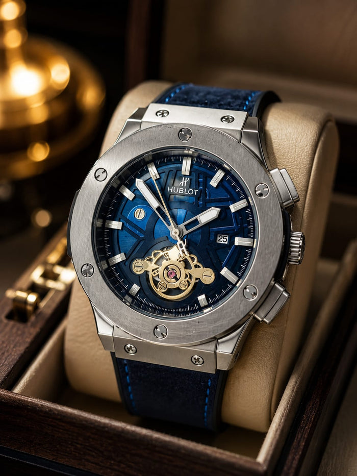 Hublot Blue Skeleton Automatic Watch
