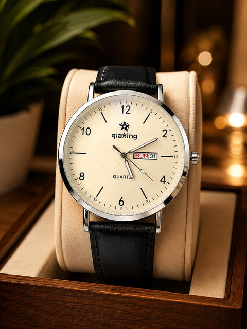 Qiaxing Classic Day-Date Leather Watch