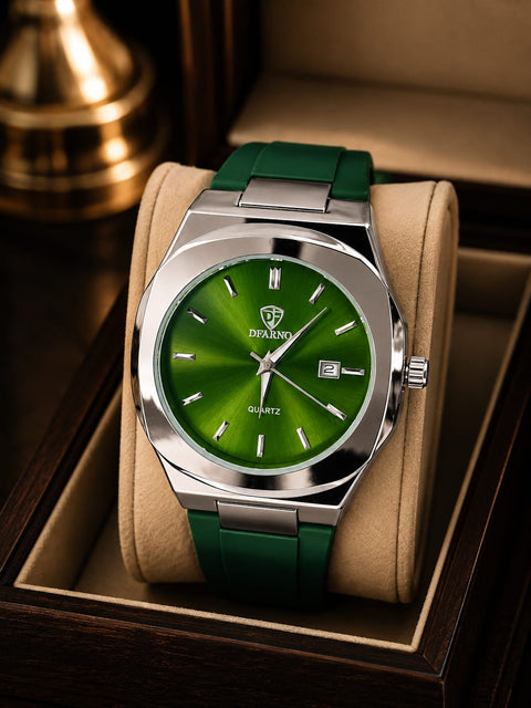 DFARNO Green Quartz Silicone Watch