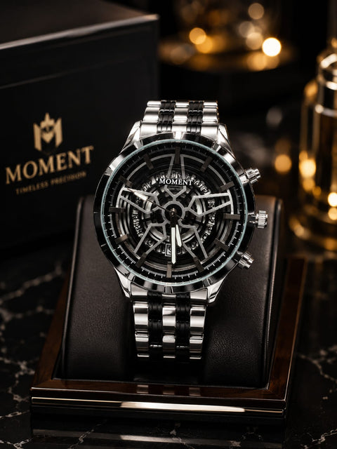 Moment Skeleton Chronograph Watch for Men – Luxury Stainless Steel Automatic Style Watch Pakistan