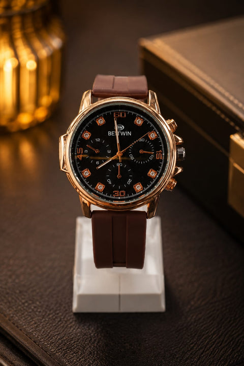 Luxury Minimalist BESTWIN Gold Watch for ALL – Elegant Chronograph Style Wrist Watch | Premium Everyday Style